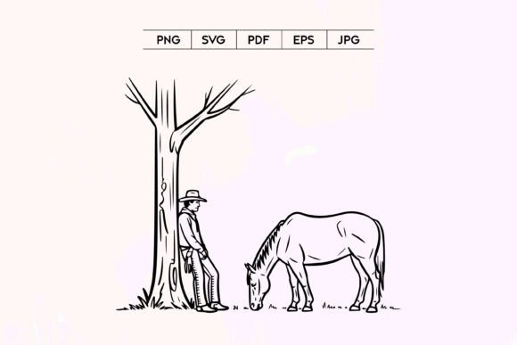 Cowboy and Horse Under Tree Line Art: A Practical Embroidery Design Review
