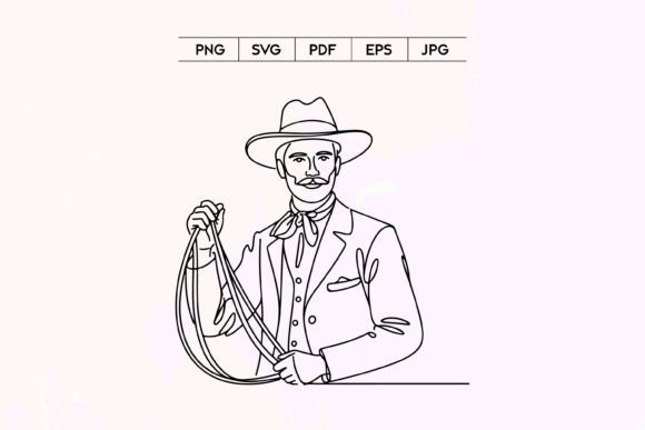 Cowboy Holding Lasso Line Art: A Practical Embroidery Design Review