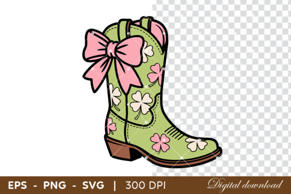 Cute St Patrick’s Day Clover Cowboy Boot