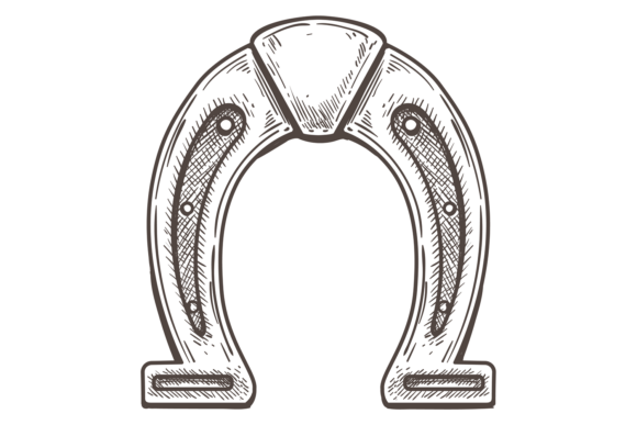 Engraved Horseshoe. Traditional Cowboy H
