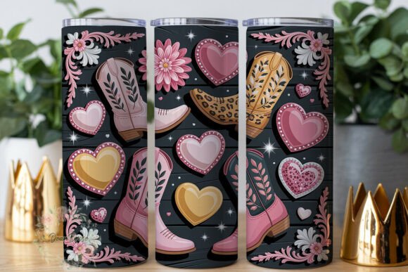 Pink Glam Western Boots 20oz Tumbler Design Review