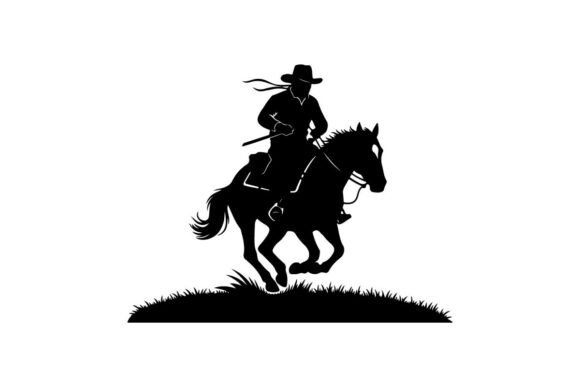 Silhouette of Cowboy Riding Horse in Gra – A Designer’s Perspective