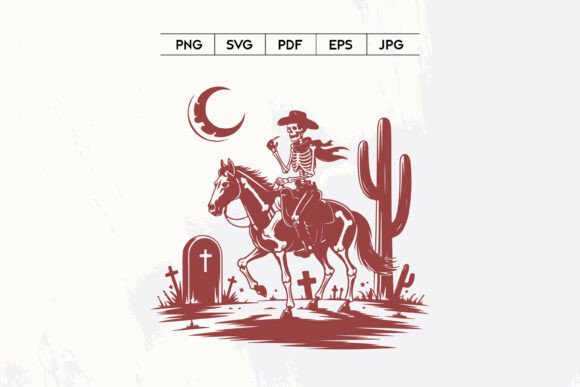 Skeleton Cowboy Riding Horse Graveyard Embroidery Design Review