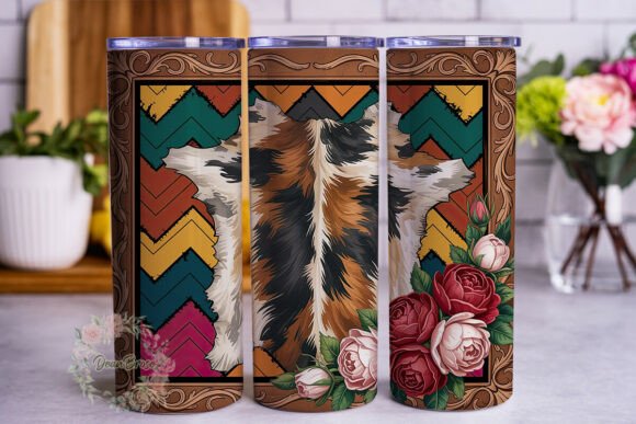 Western Floral Cowhide Tumbler Wrap Design Review