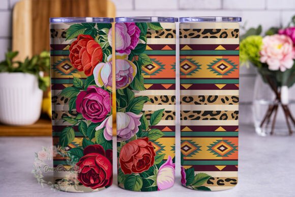 Western Roses Leopard Aztec 20oz Tumbler